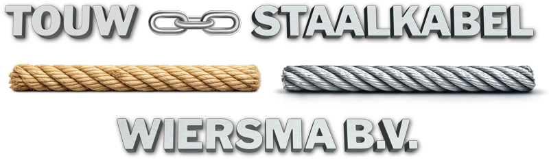 Banner met touw, staalkabel, kettingschakel en tekst Wiersma B.V.