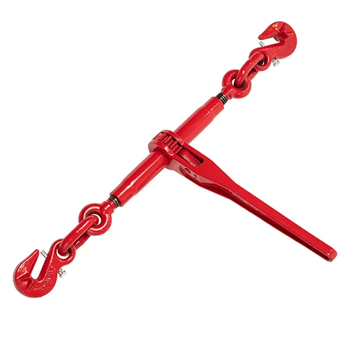 Rode kettingspanner met haken op een witte achtergrond